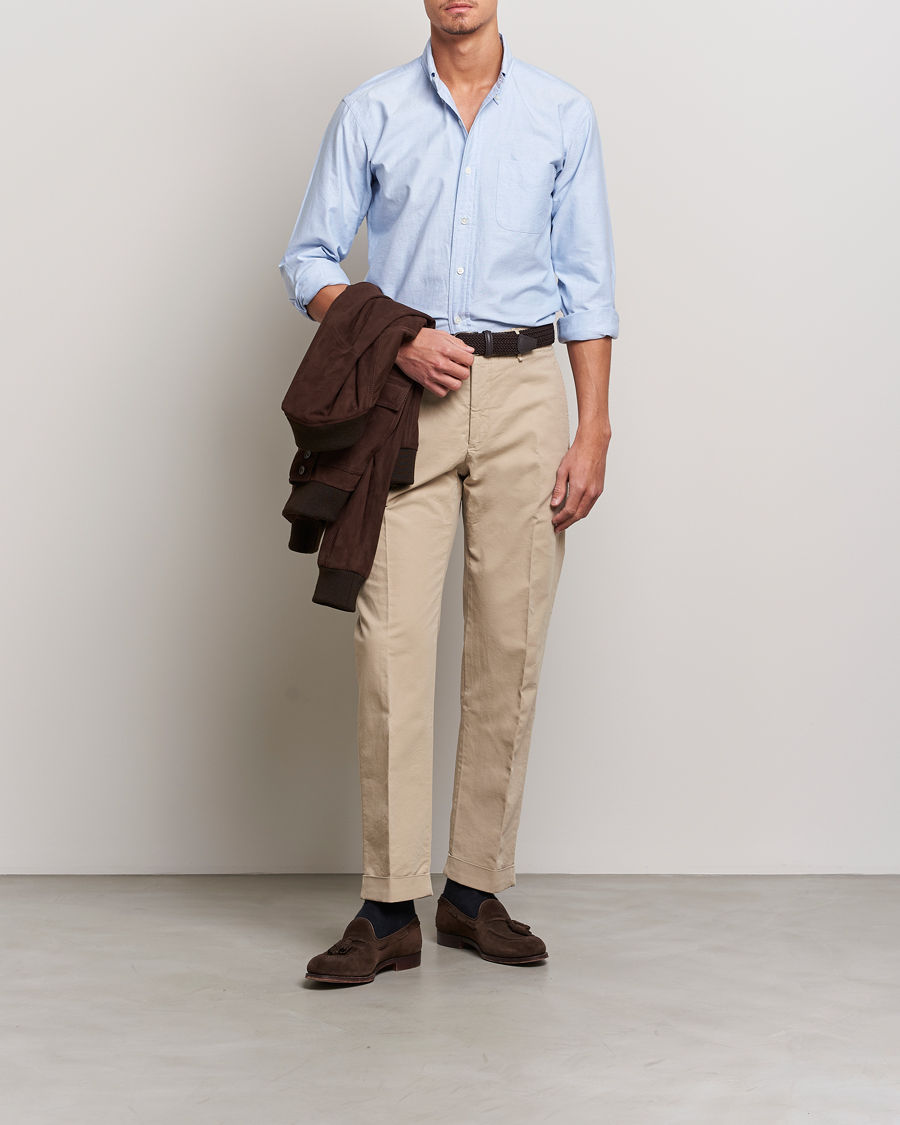 Men | Shirts | Kamakura Shirts | Vintage Ivy Oxford Button Down Shirt Light Blue