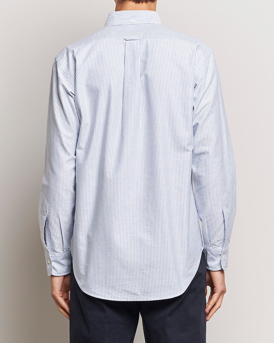 Men | Shirts | Kamakura Shirts | Vintage Ivy Oxford Button Down Shirt Blue Stripe