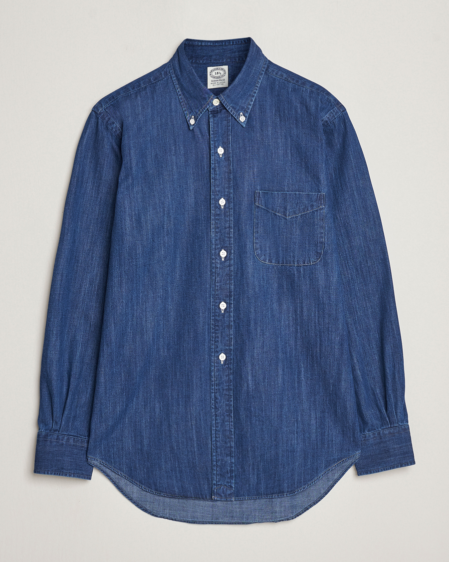 Men |  | Kamakura Shirts | Vintage Ivy Denim Button Down Shirt Dark Indigo