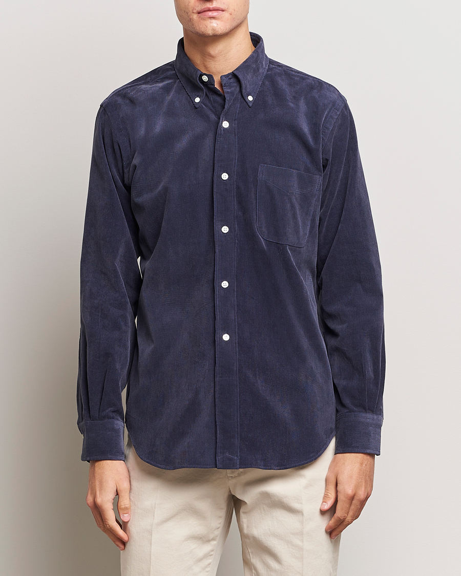 Men | Shirts | Kamakura Shirts | Vintage Ivy Japanese Corduroy Shirt Navy