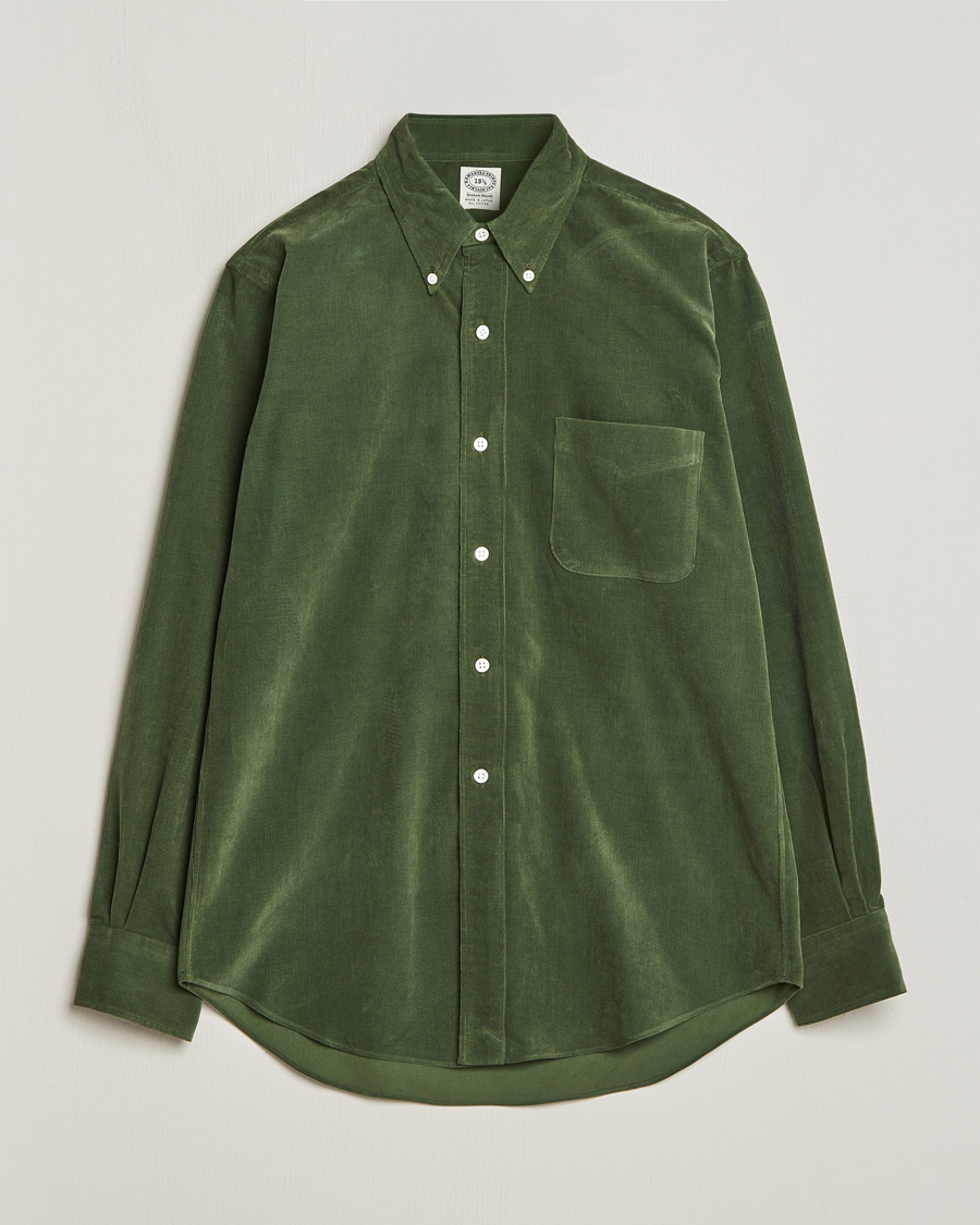 Men | Shirts | Kamakura Shirts | Vintage Ivy Japanese Corduroy Shirt Green