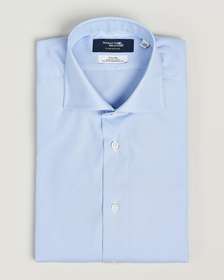 Men | Shirts | Kamakura Shirts | Slim Fit Broadcloth Shirt Light Blue