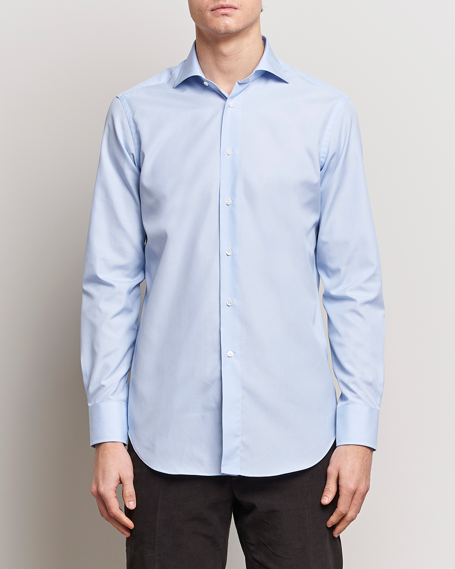 Men | Shirts | Kamakura Shirts | Slim Fit Broadcloth Shirt Light Blue