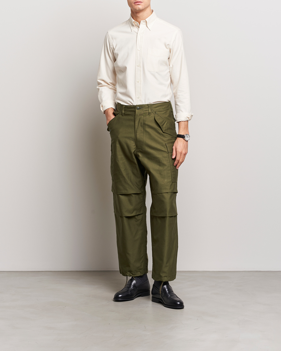 Men | Shirts | Beams F | Cotton Flannel Button Down Shirt Off White