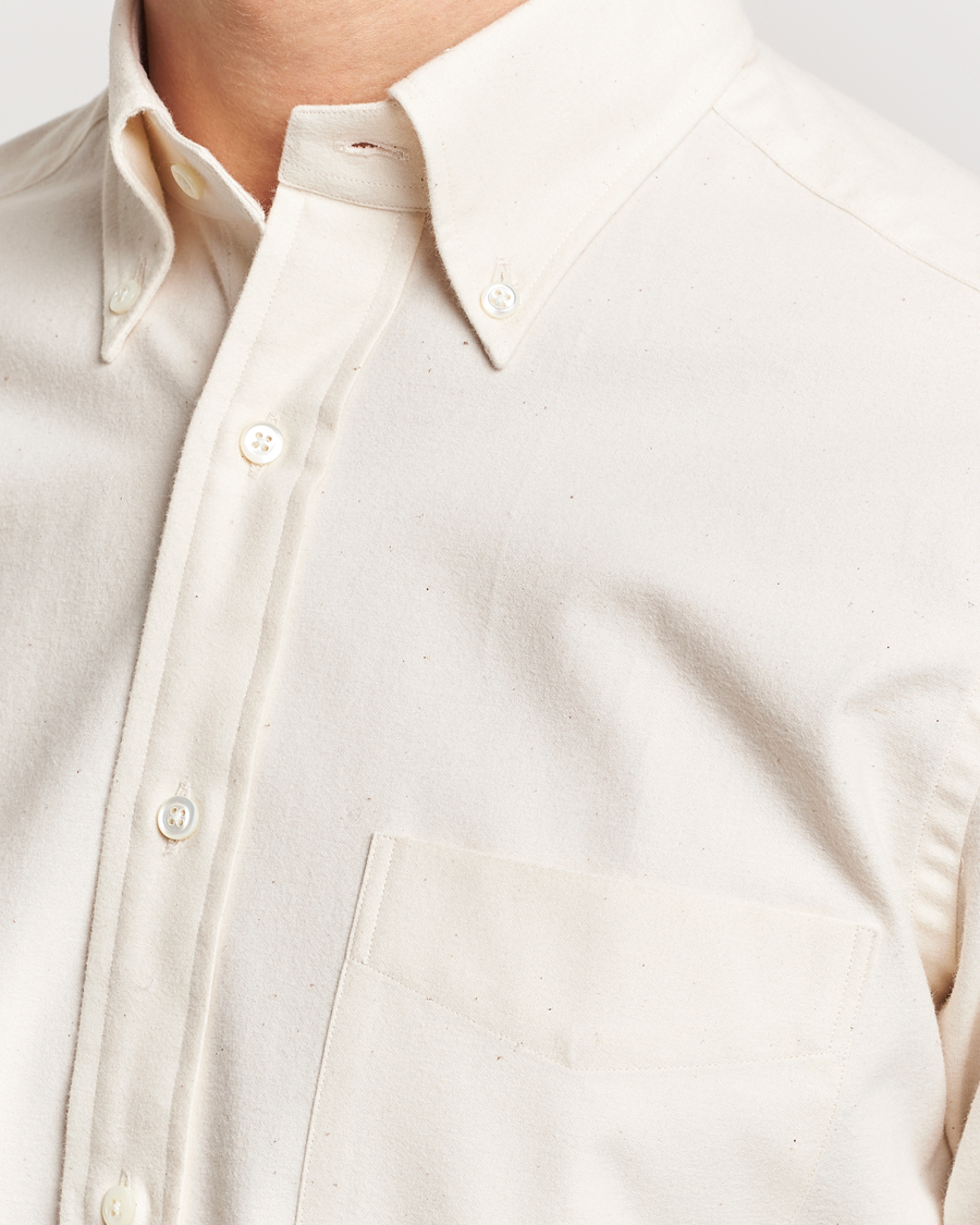 Men | Shirts | Beams F | Cotton Flannel Button Down Shirt Off White