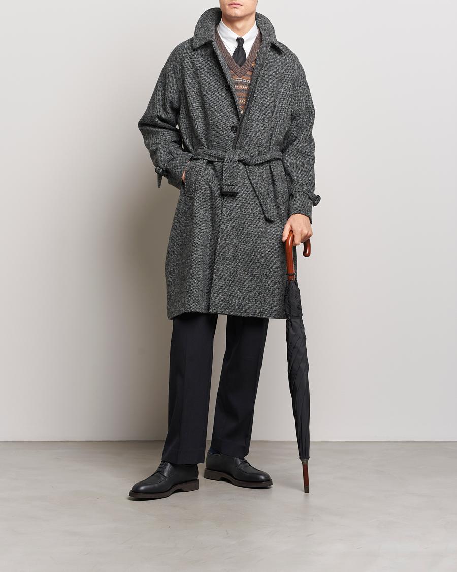 Men | Coats & Jackets | Beams F | Harris Tweed Raglan Coat Dark Grey