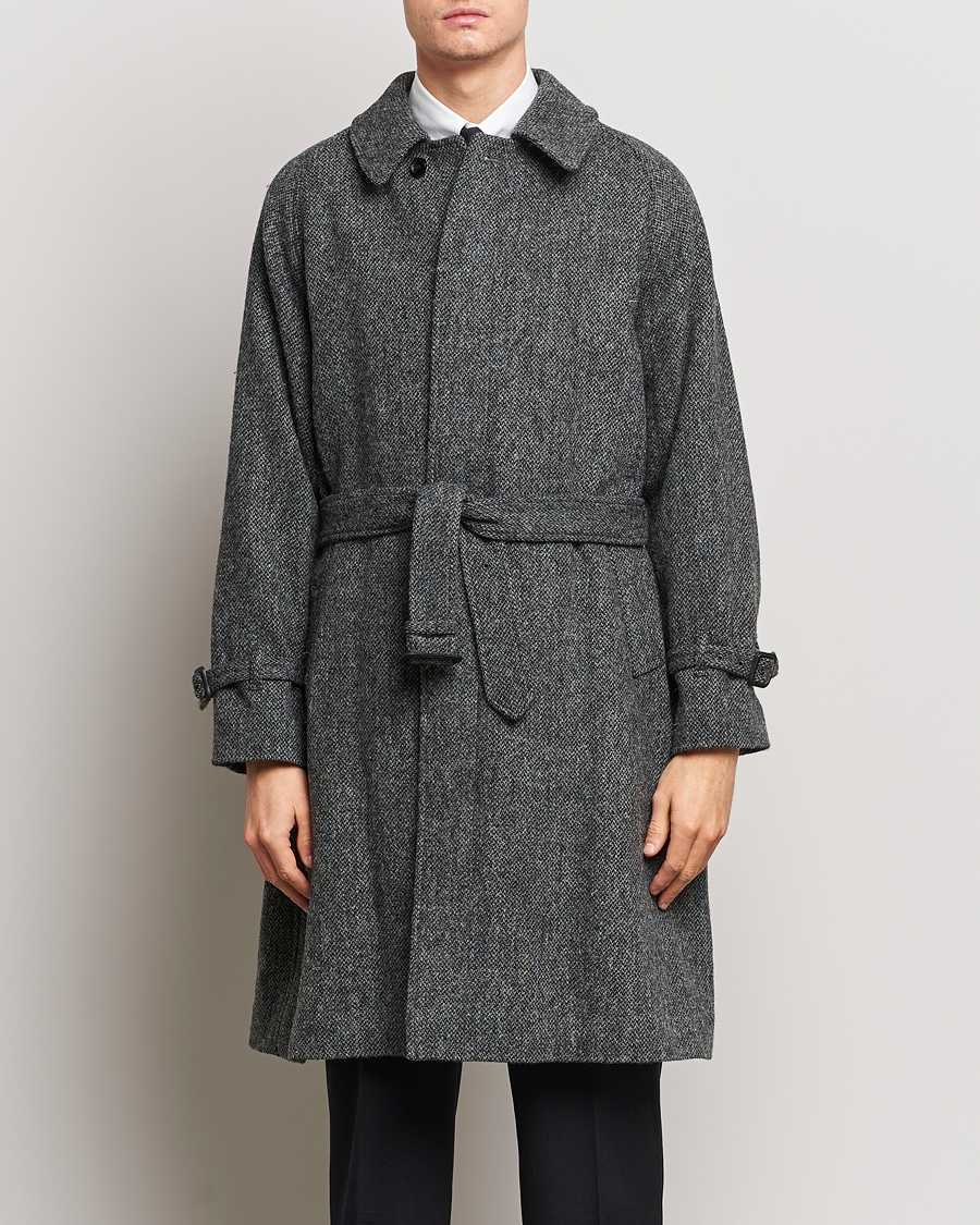Men | Coats & Jackets | Beams F | Harris Tweed Raglan Coat Dark Grey