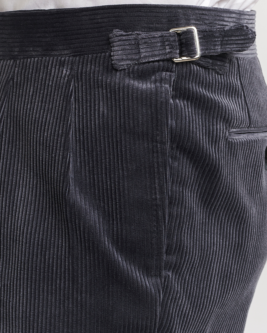 Men | Trousers | Beams F | Corduroy Side Adjuster Trousers Charcoal