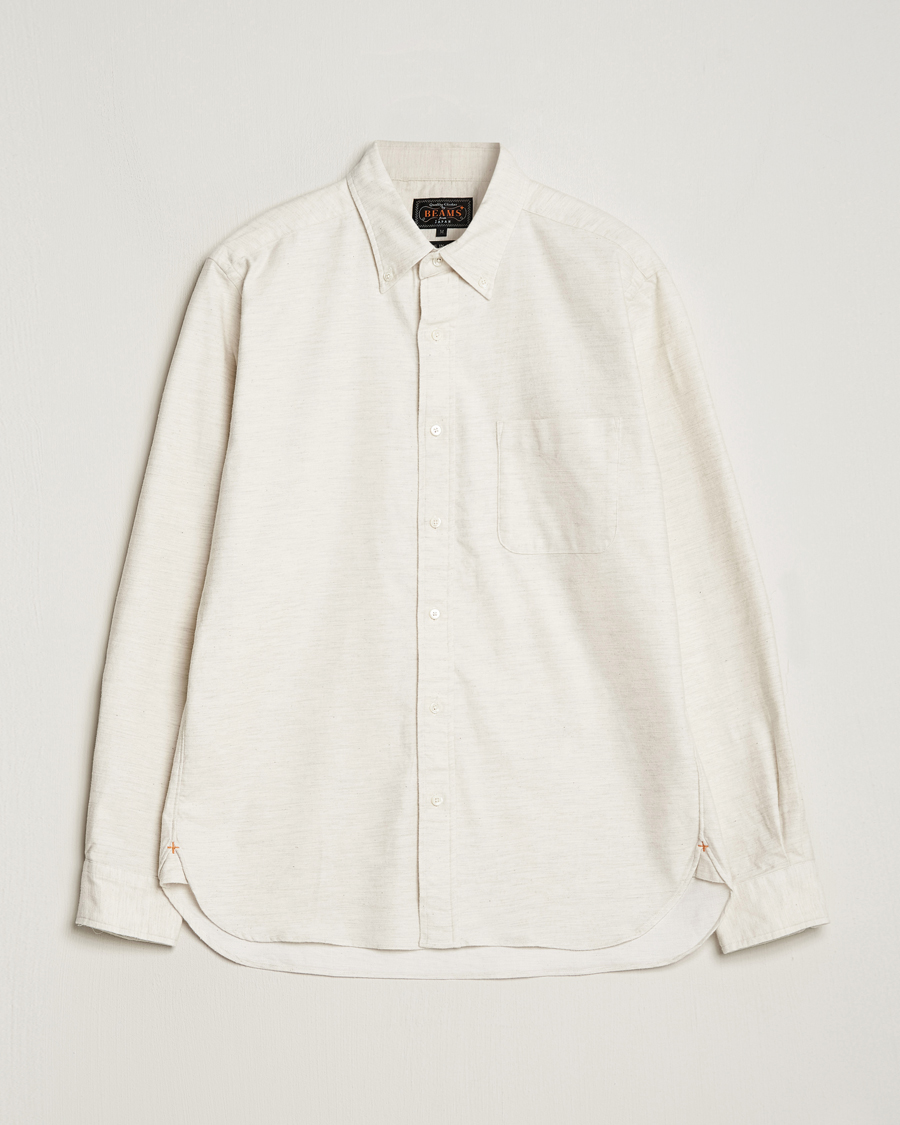 Men | Shirts | BEAMS PLUS | Flannel Button Down Shirt Off White