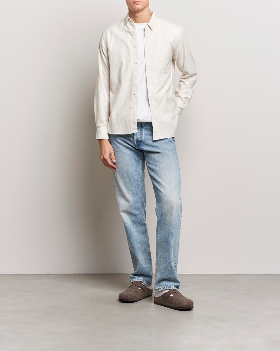 Men | Shirts | BEAMS PLUS | Flannel Button Down Shirt Off White