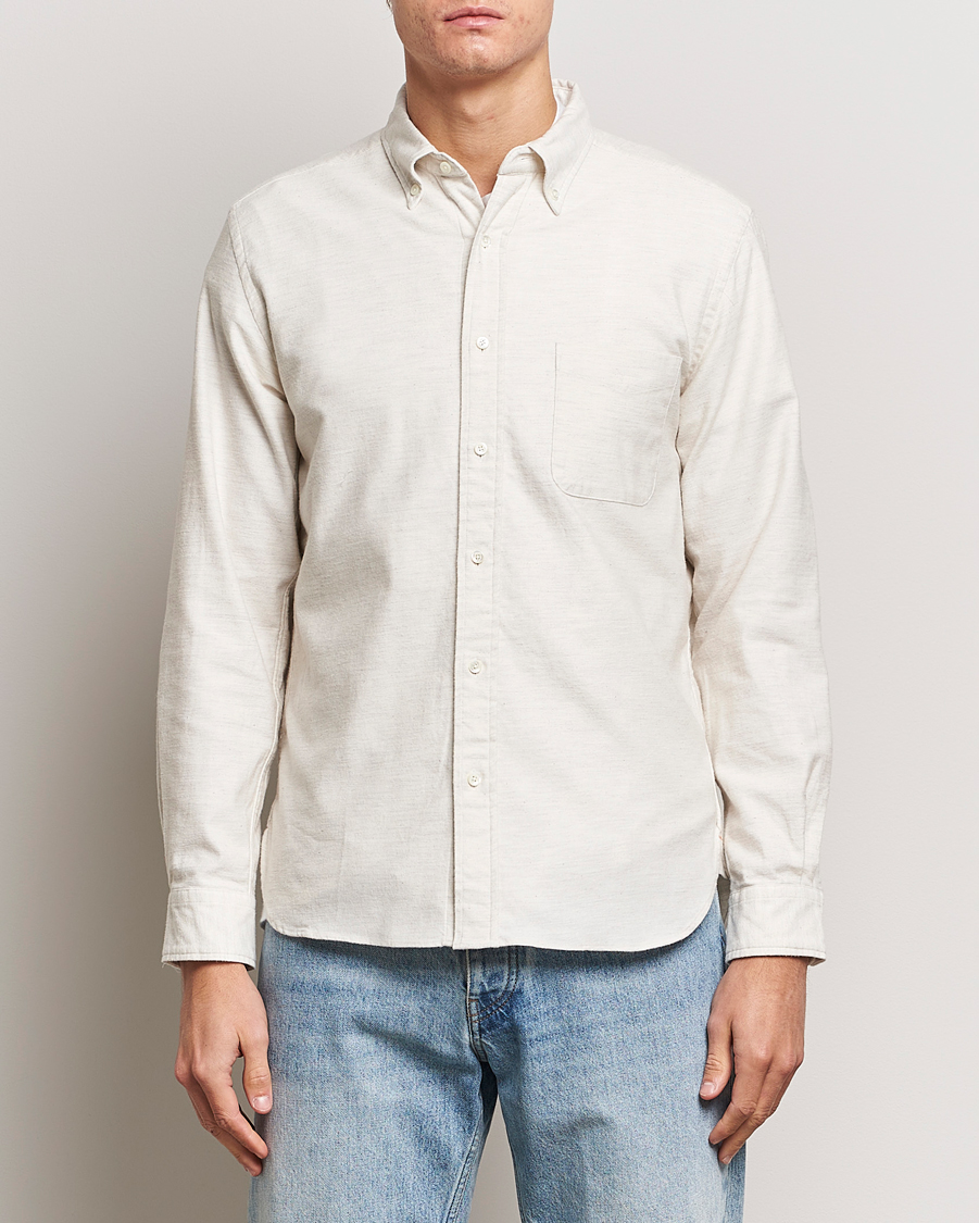 Men | Shirts | BEAMS PLUS | Flannel Button Down Shirt Off White