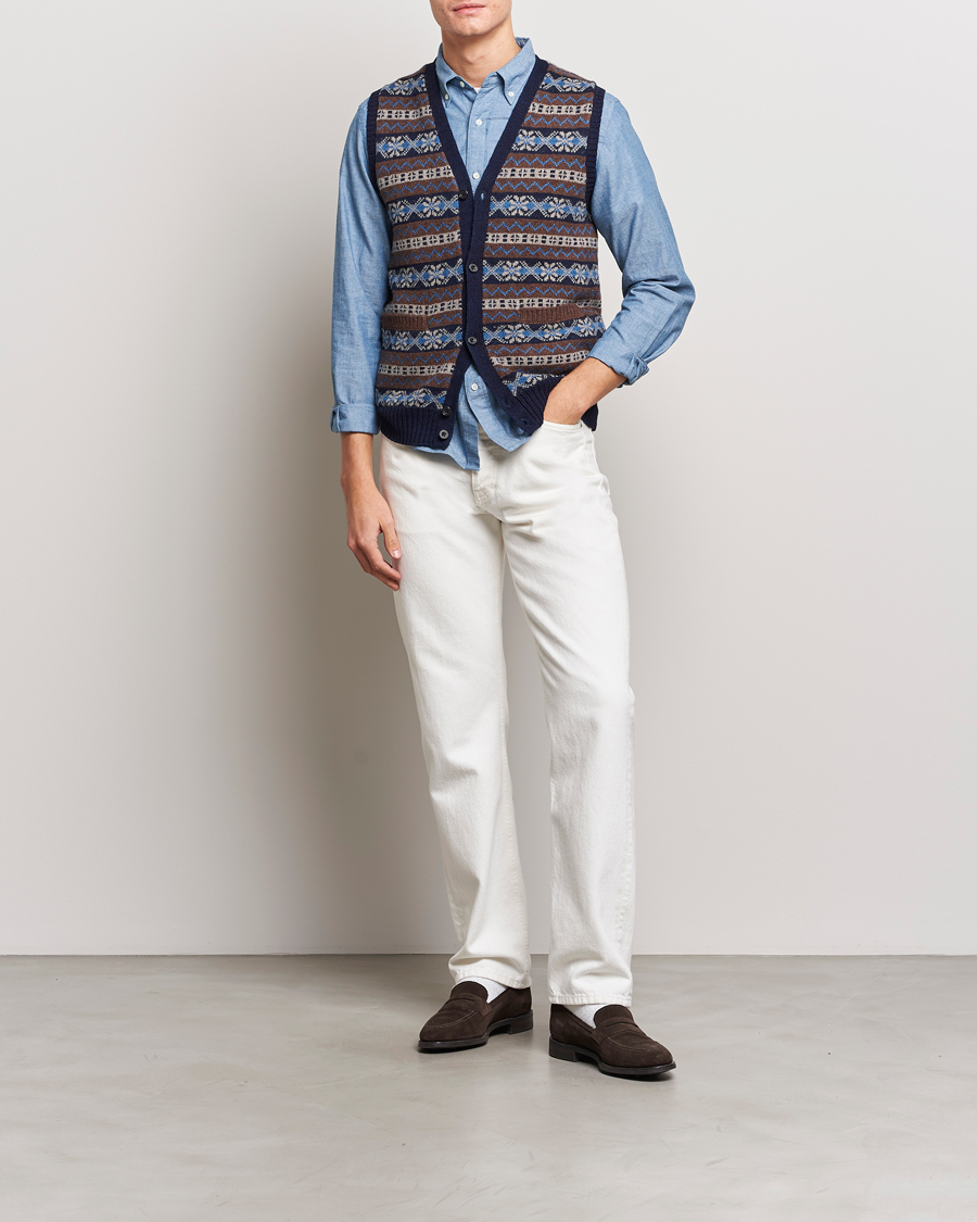 Men | Sweaters & Knitwear | BEAMS PLUS | Fairisle Knit Vest Brown