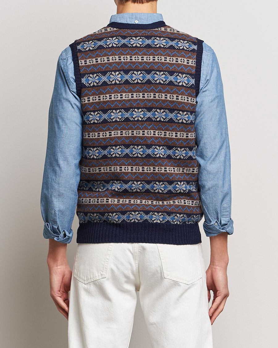 Men | Sweaters & Knitwear | BEAMS PLUS | Fairisle Knit Vest Brown
