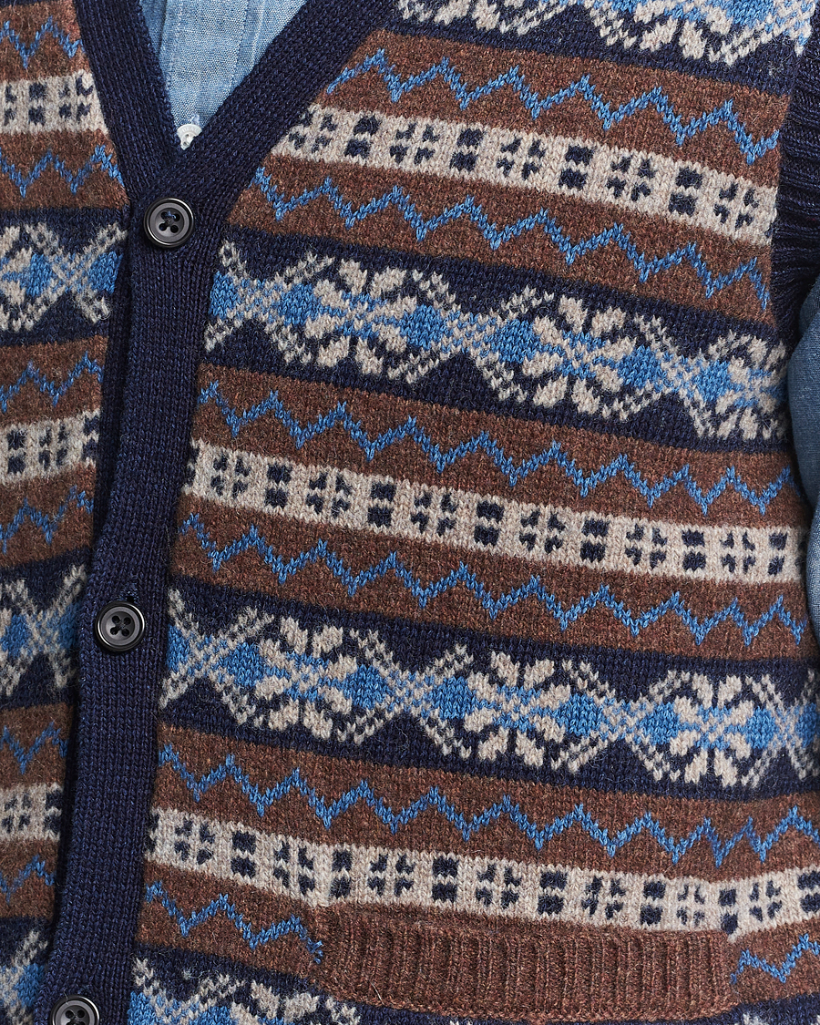 Men | Sweaters & Knitwear | BEAMS PLUS | Fairisle Knit Vest Brown