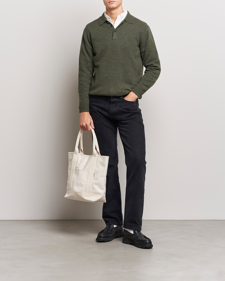 Men | Sweaters & Knitwear | BEAMS PLUS | Long Sleeve Knitted Polo Olive