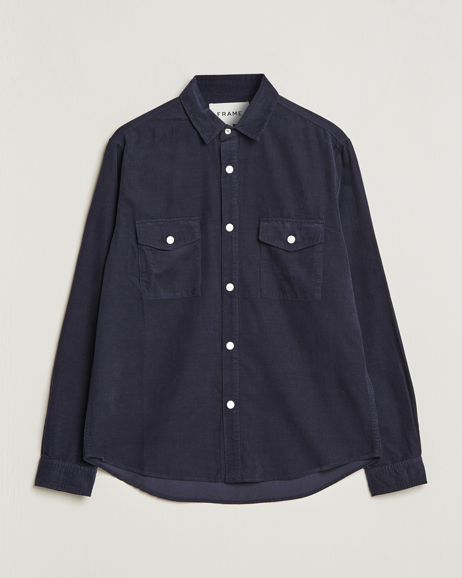 Men | Shirts | FRAME | Douple Pocket Micro Cord Shirt Midnight Blue