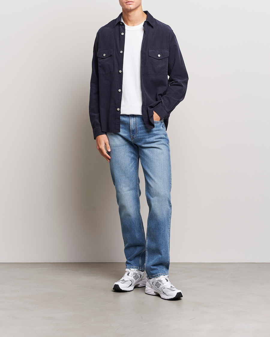 Men | Shirts | FRAME | Douple Pocket Micro Cord Shirt Midnight Blue