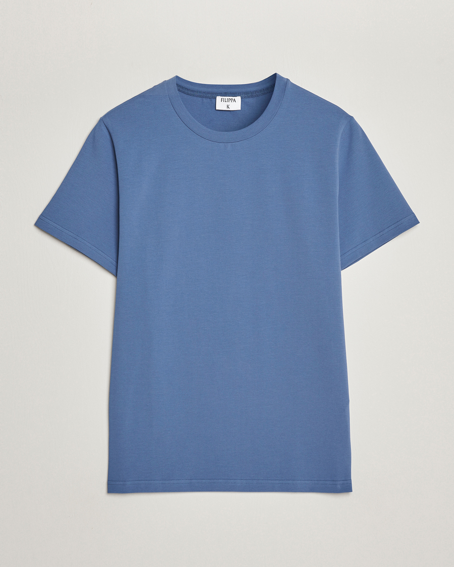Men | T-Shirts | Filippa K | Soft Lycra T-Shirt Paris Blue