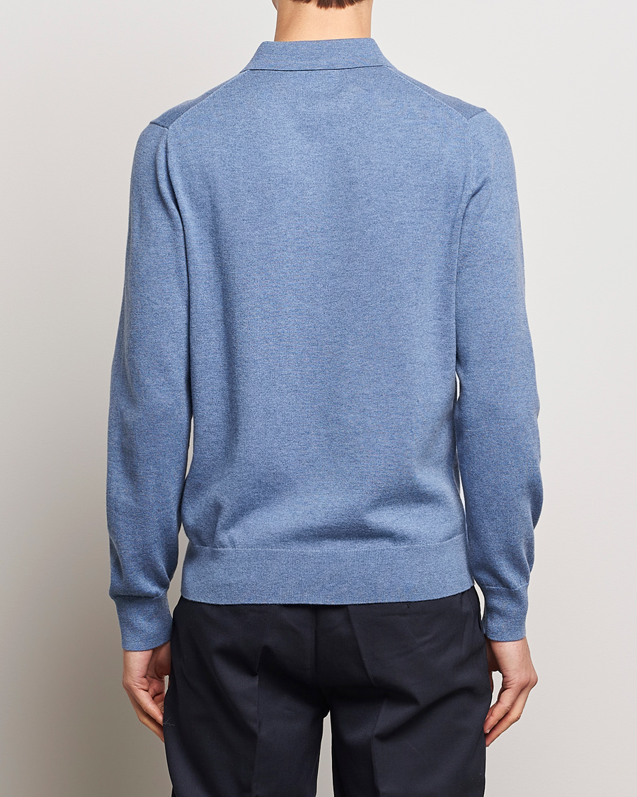 Men | Sweaters & Knitwear | Filippa K | Knitted Polo Shirt Paris Blue