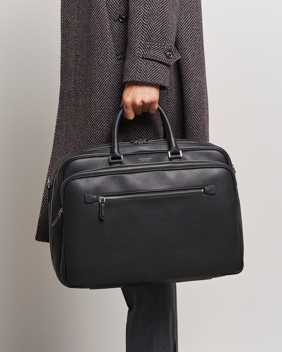 Men | Bags | Canali | Grain Leather Weekend Bag Black