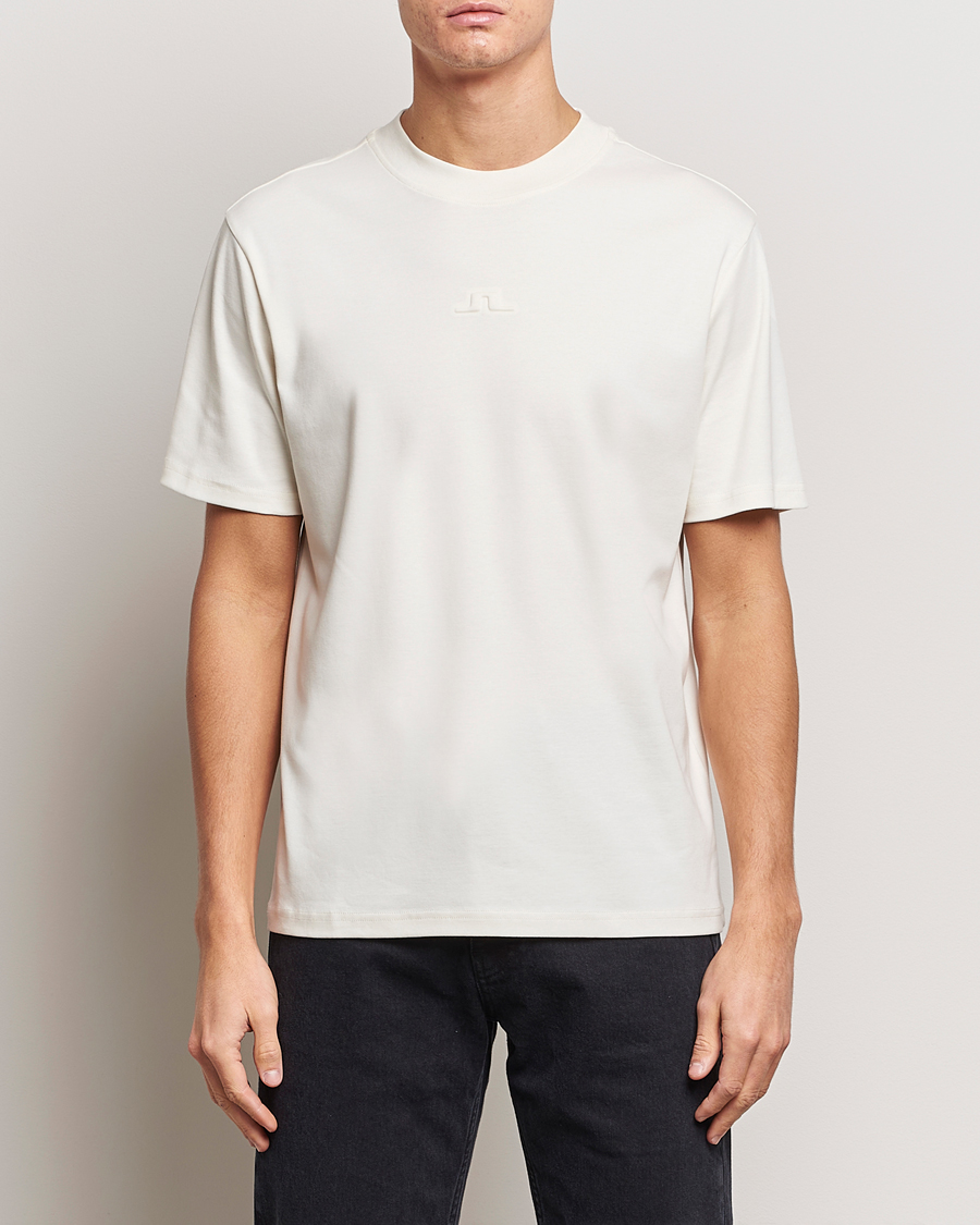 Men |  | J.Lindeberg | Adnan Logo Mock Neck T-Shirt Cloud White