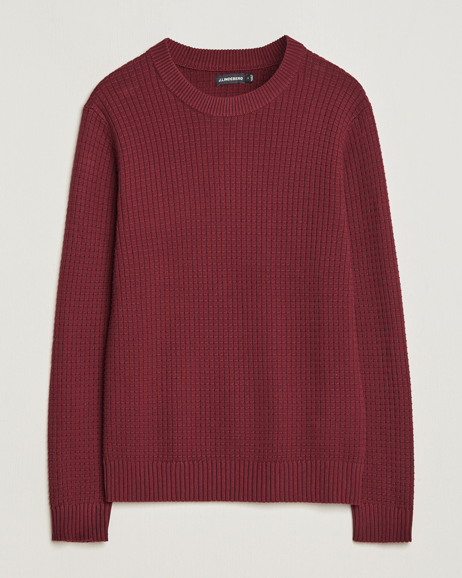 Men | Sweaters & Knitwear | J.Lindeberg | Archer Structure Sweater Zinfandel