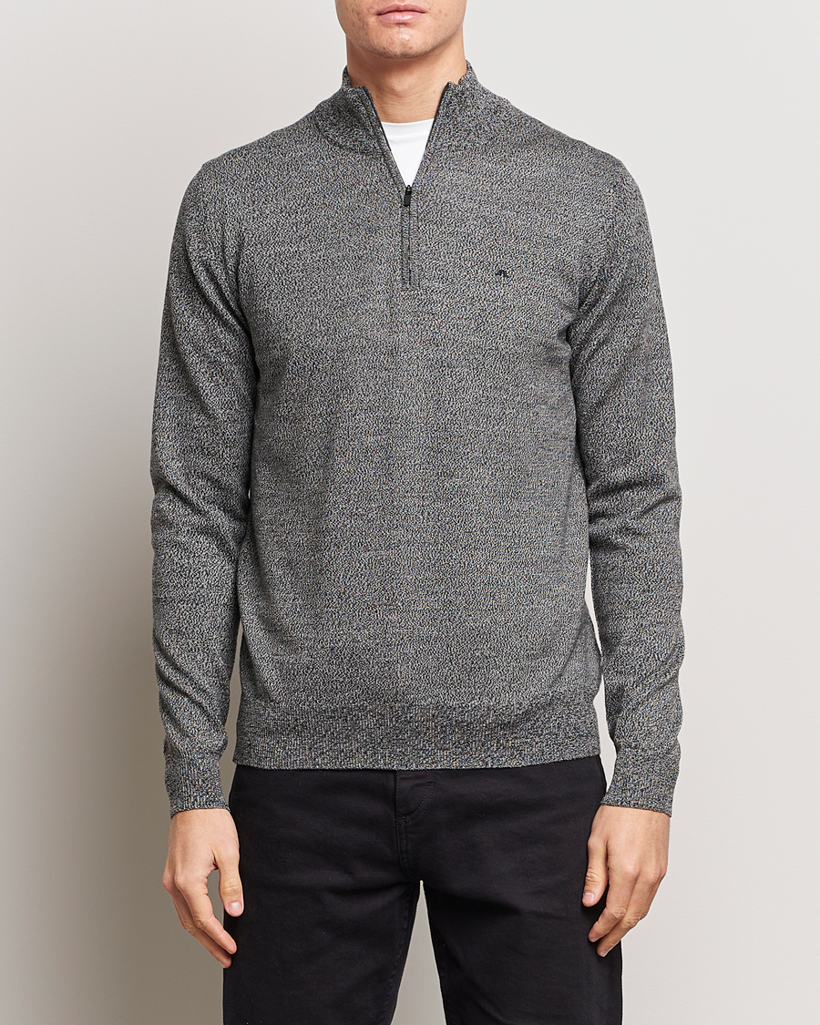 Men |  | J.Lindeberg | Kiyan Quarter Zip Wool Sweater Black Melange