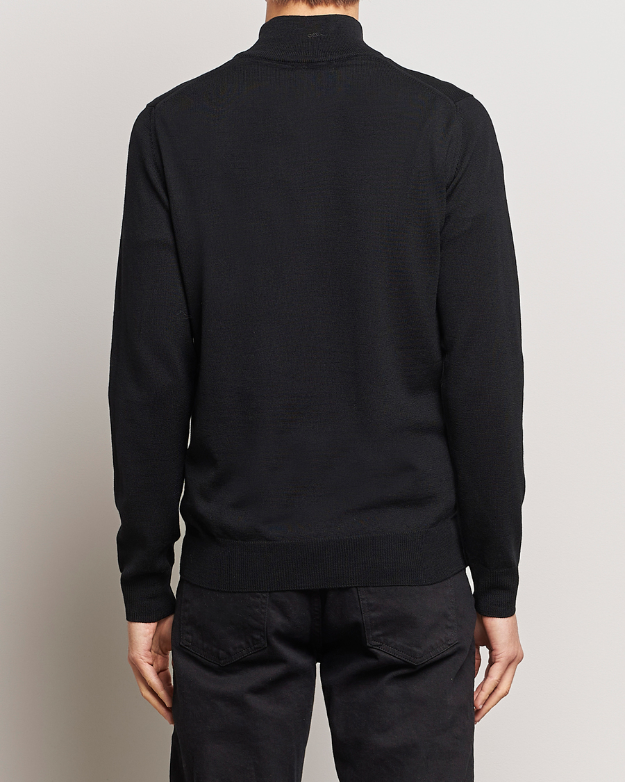 Men | Sweaters & Knitwear | J.Lindeberg | Kiyan Quarter Zip Wool Sweater Black