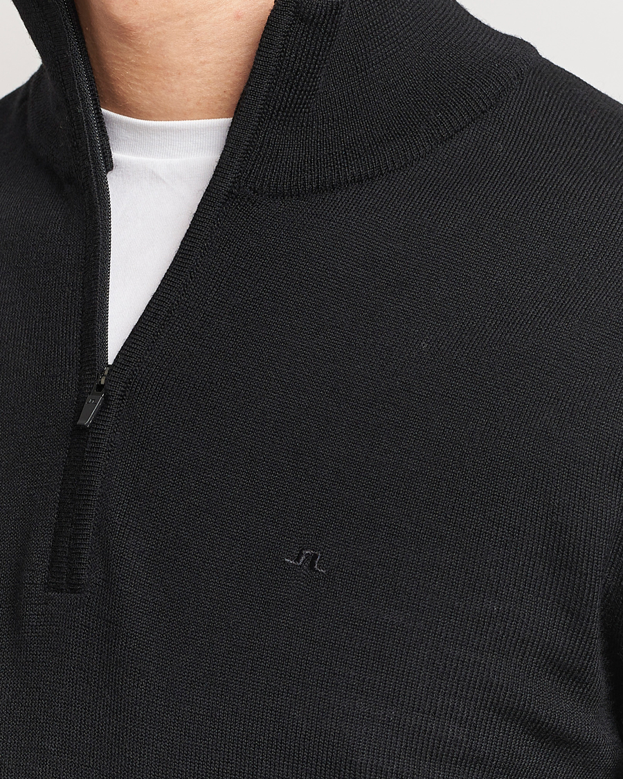 Men | Sweaters & Knitwear | J.Lindeberg | Kiyan Quarter Zip Wool Sweater Black