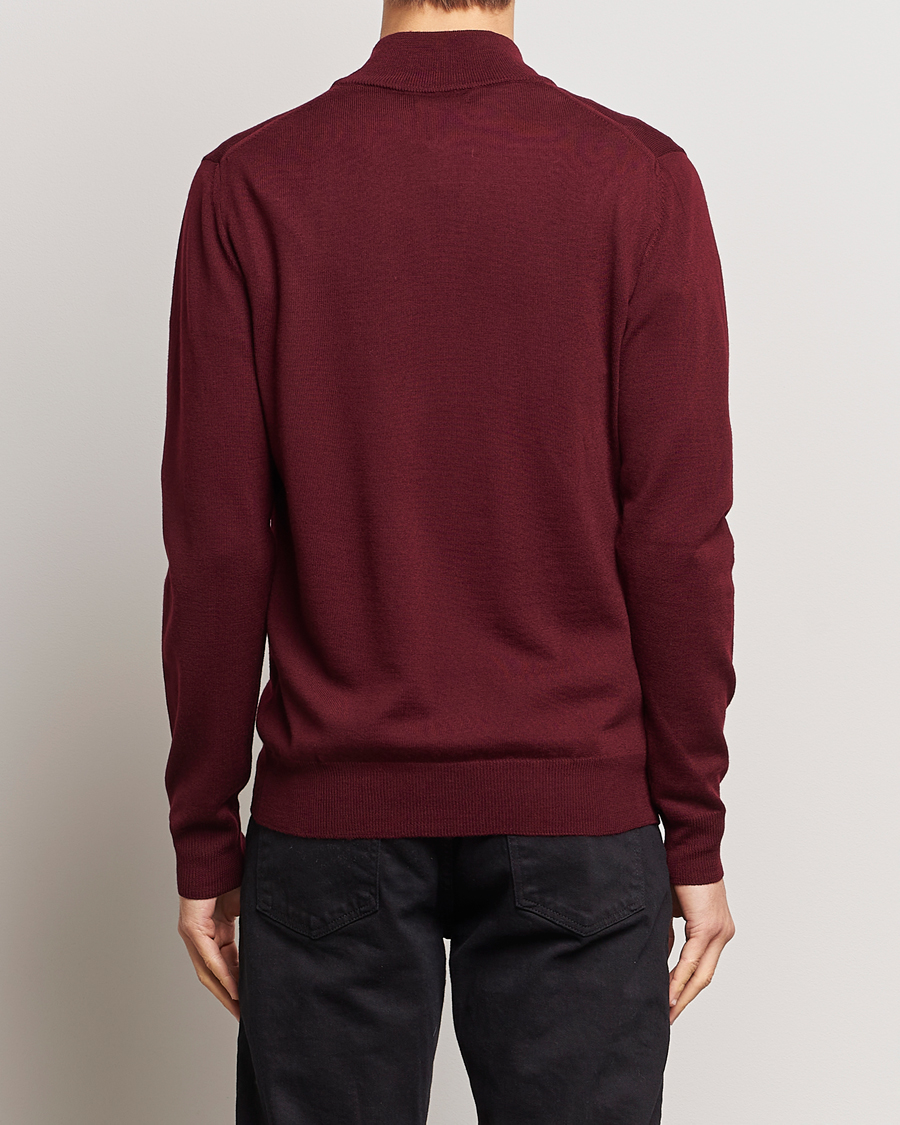 Men | Sweaters & Knitwear | J.Lindeberg | Kiyan Quarter Zip Wool Sweater Zinfandel