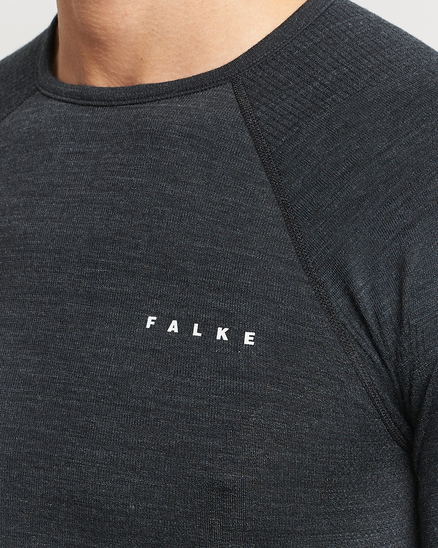 Men | T-Shirts | Falke | Long Sleeve Wool Tech Shirt Black