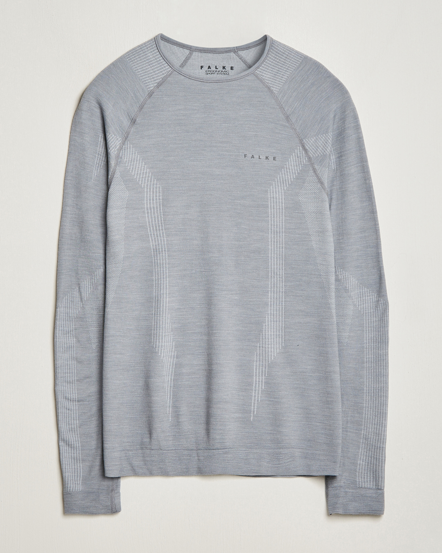 Men | Falke | Falke Sport | Falke Long Sleeve Wool Tech Shirt Grey Heather