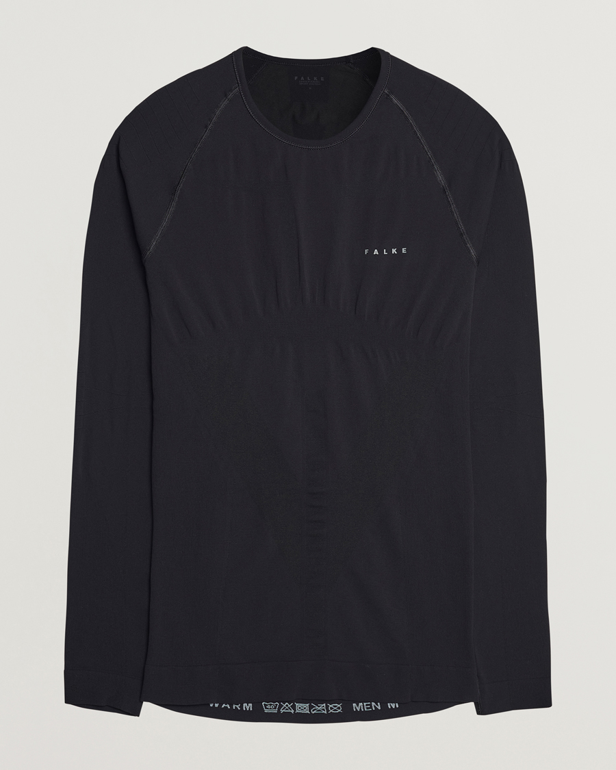 Men | T-Shirts | Falke | Long Sleeve Warm Shirt Black
