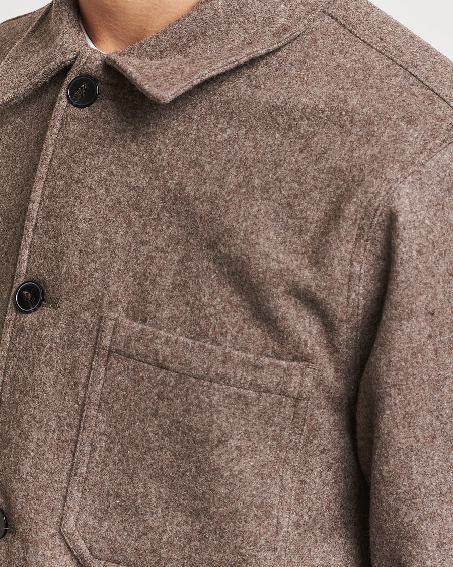 Men | Shirts | A Day's March | Original Wool Overshirt Taupe Melange