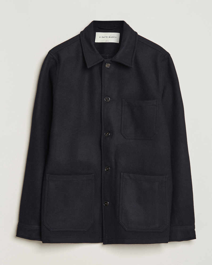 Men | A Day's March | A Day's March | Original Wool Overshirt Navy