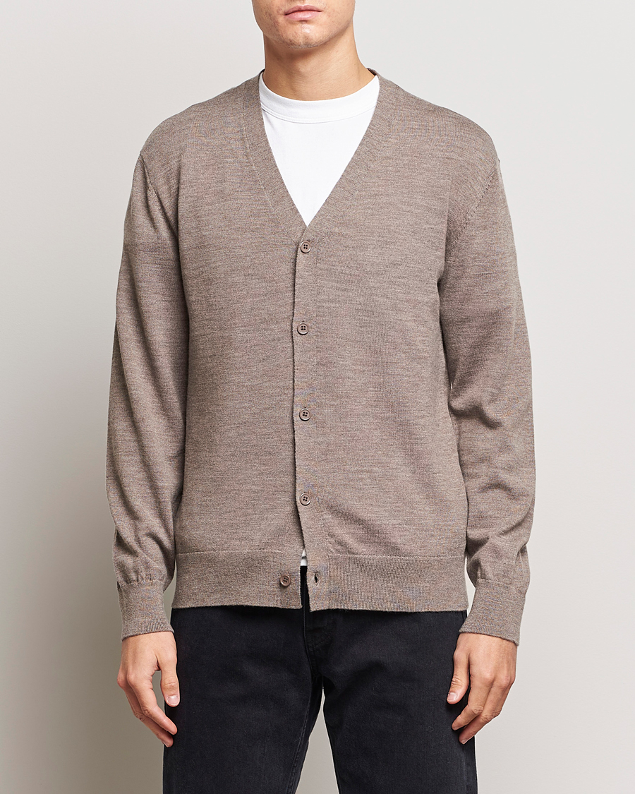 Men | A Day's March | A Day's March | Oca Merino Cardigan Taupe Melange