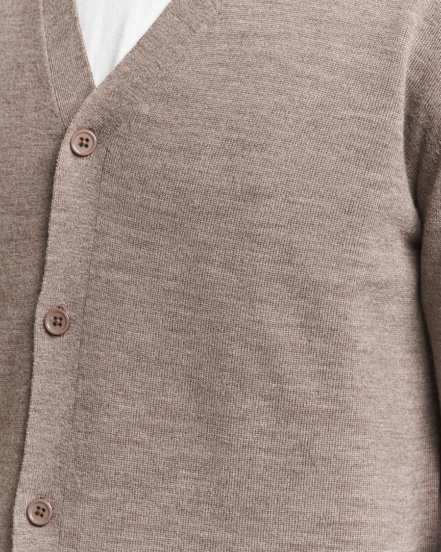 Men | Sweaters & Knitwear | A Day's March | Oca Merino Cardigan Taupe Melange