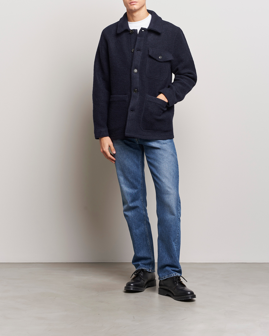 Men | Shirts | A Day's March | Chaumont Heavy Wool Overshirt Navy