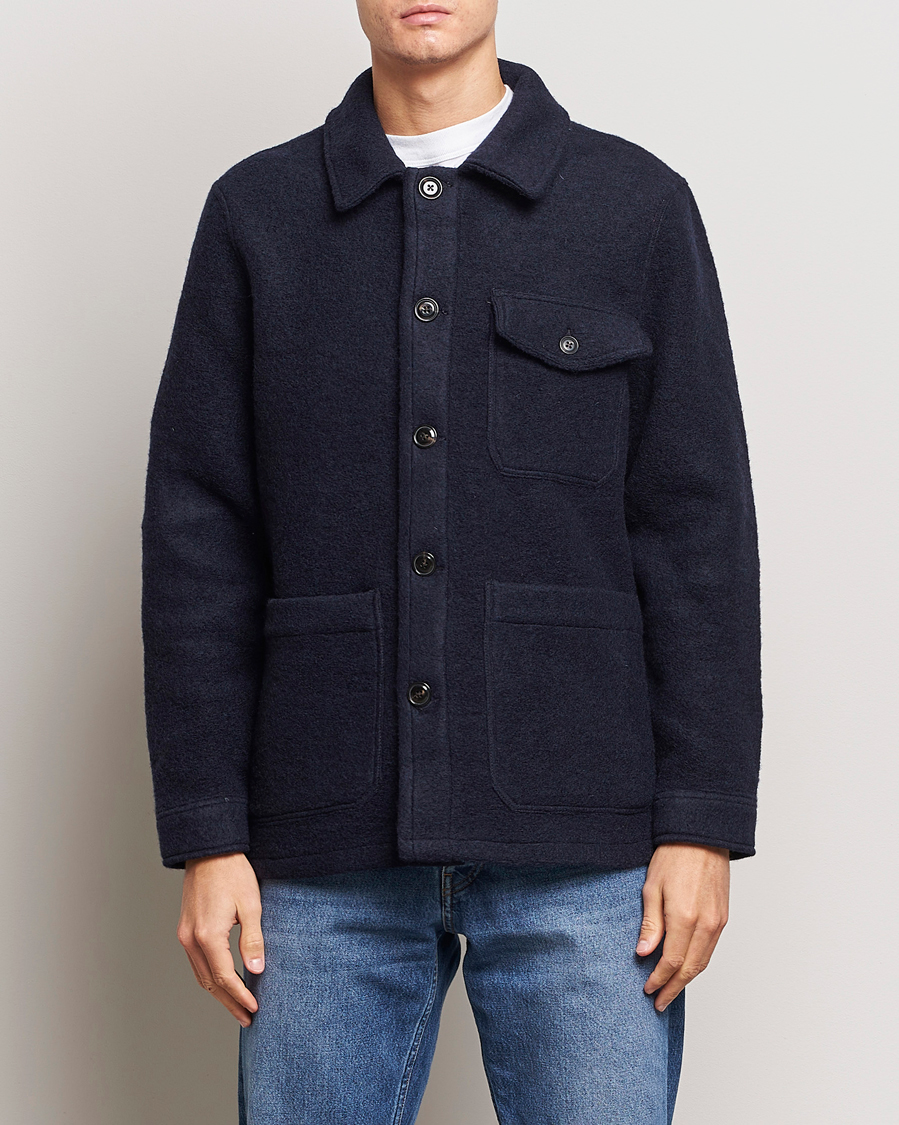 Men | Shirts | A Day's March | Chaumont Heavy Wool Overshirt Navy