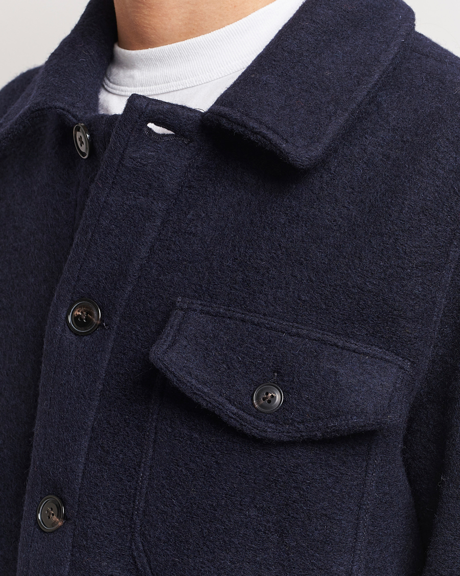 Men | Shirts | A Day's March | Chaumont Heavy Wool Overshirt Navy