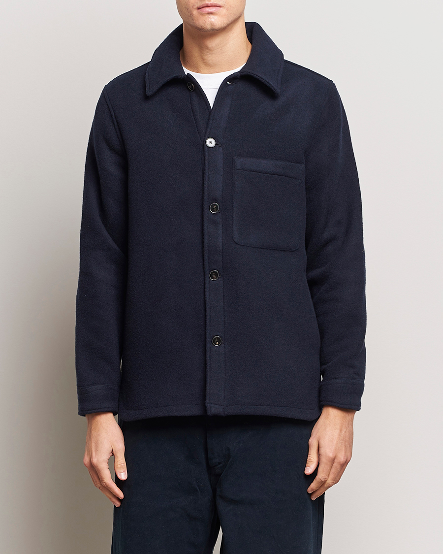 Men | Shirts | A Day's March | Epernay Wool Overshirt Navy