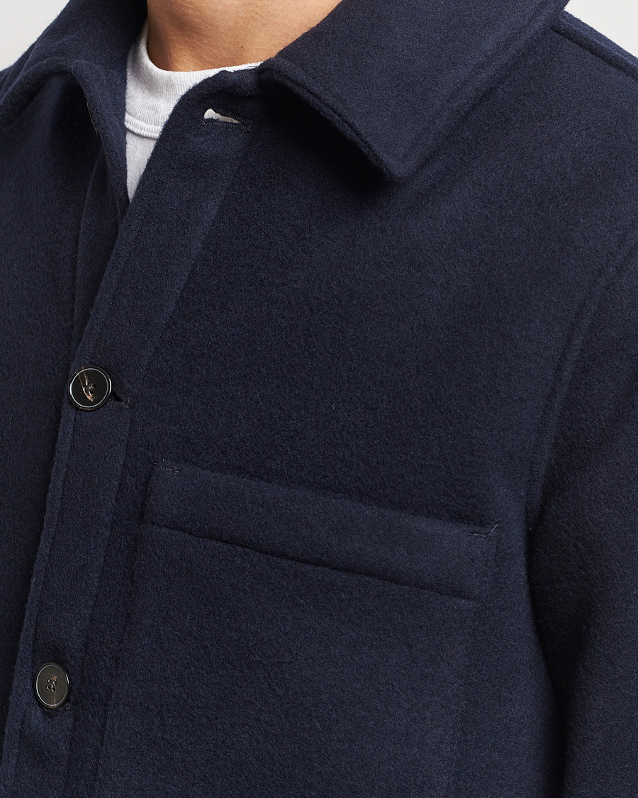 Men | Shirts | A Day's March | Epernay Wool Overshirt Navy