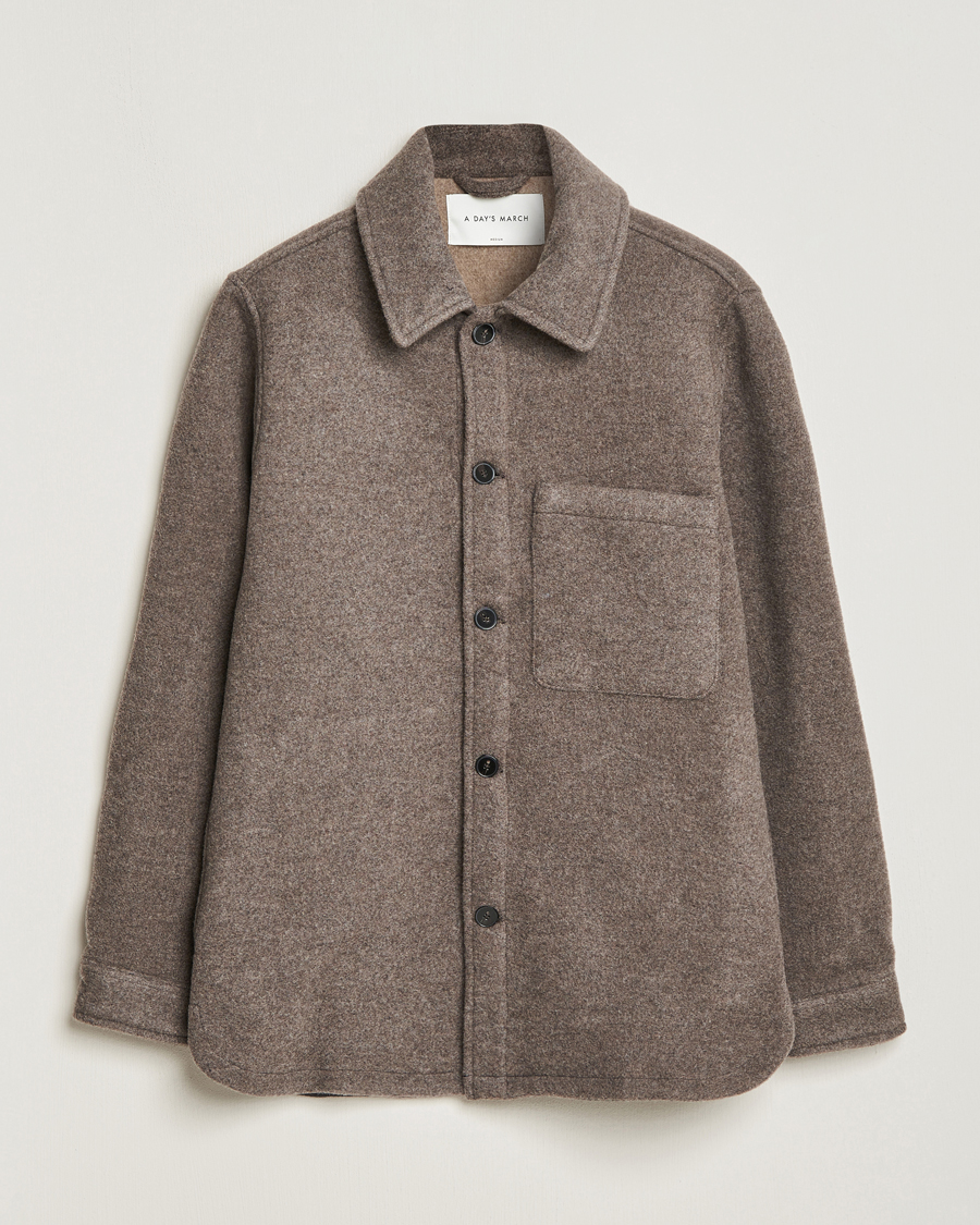 Men | Shirts | A Day's March | Epernay Wool Overshirt Taupe