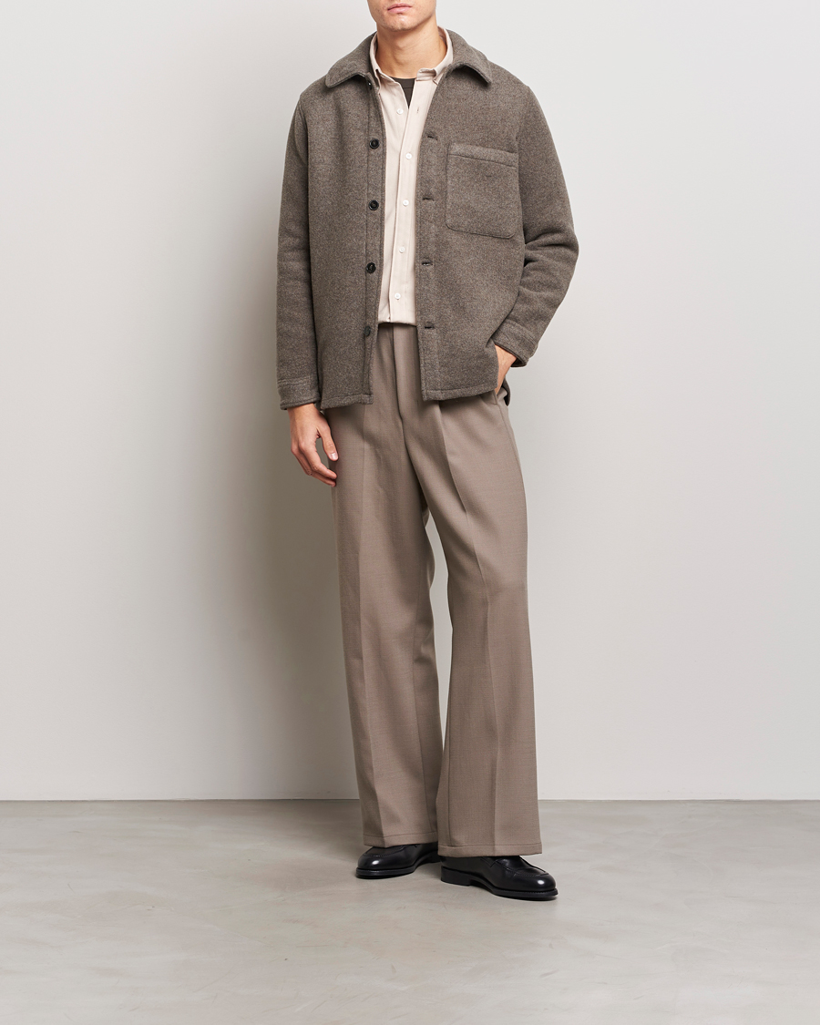 Men | Shirts | A Day's March | Epernay Wool Overshirt Taupe