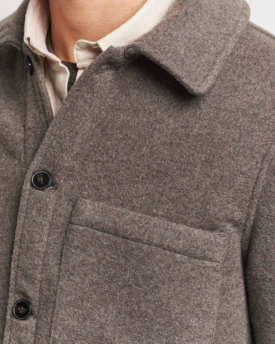 Men | Shirts | A Day's March | Epernay Wool Overshirt Taupe