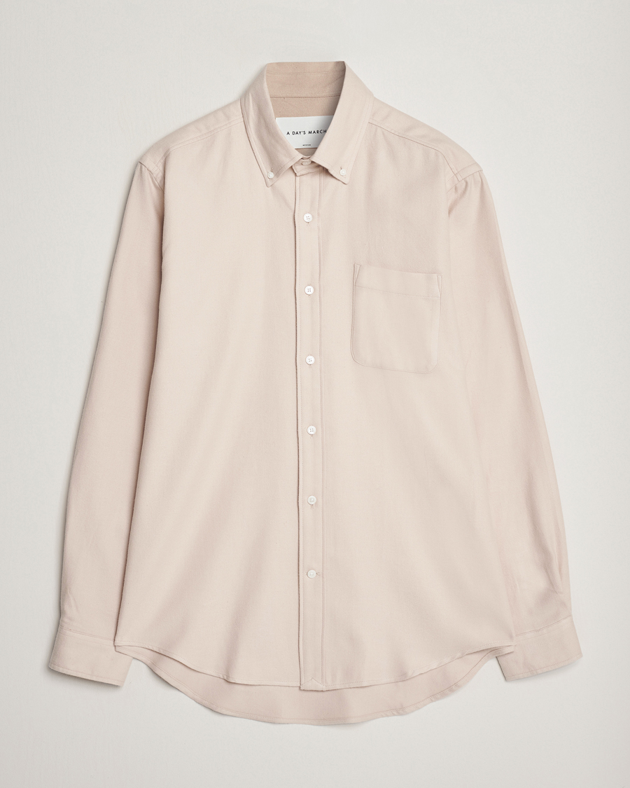 Men | Shirts | A Day's March | Moorgate Light Flanell Shirt Taupe Melange