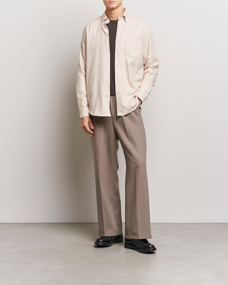 Men | Shirts | A Day's March | Moorgate Light Flanell Shirt Taupe Melange