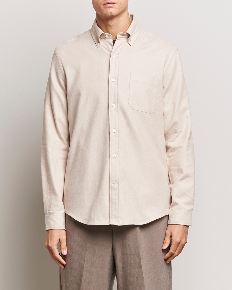Men | Sale clothing | A Day's March | Moorgate Light Flanell Shirt Taupe Melange