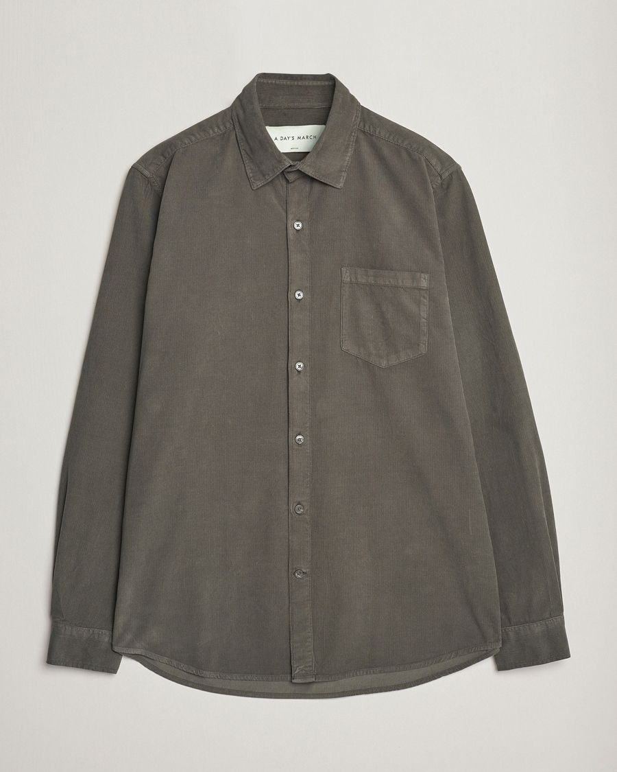 Men | Corduroy Shirts | A Day's March | Daintree Baby Cord Shirt Olive
