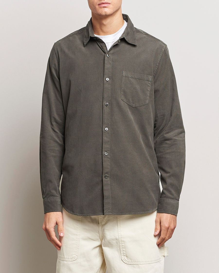 Men | Corduroy Shirts | A Day's March | Daintree Baby Cord Shirt Olive